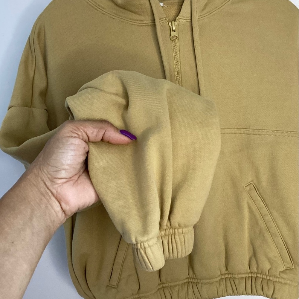 ALO Stadium Half Zip Hoodie Jacket in Mustard Yellow M/L - Picture 3 of 8